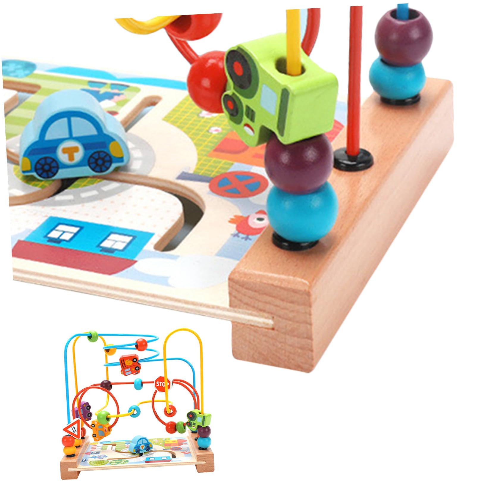 FRCOLOR Laberinto de Cuentas Redondas de Madera, Juguete Educativo Infantil