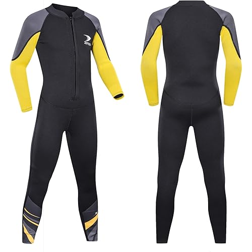 Kids Wetsuit,2.5mm Neoprene Diving Suit for Teens,Youth Boy's and Girl's One Piece Wet Suits Warmth Long Sleeve Swimsuit for Swimming,Surfing Water Sports