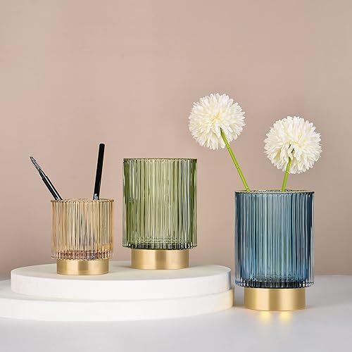 Miniatura 7 de CANITORON Soporte para brochas de maquillaje, organizador de brochas de maquillaje cosmético de vidrio, soporte de almacenamiento para brocha de