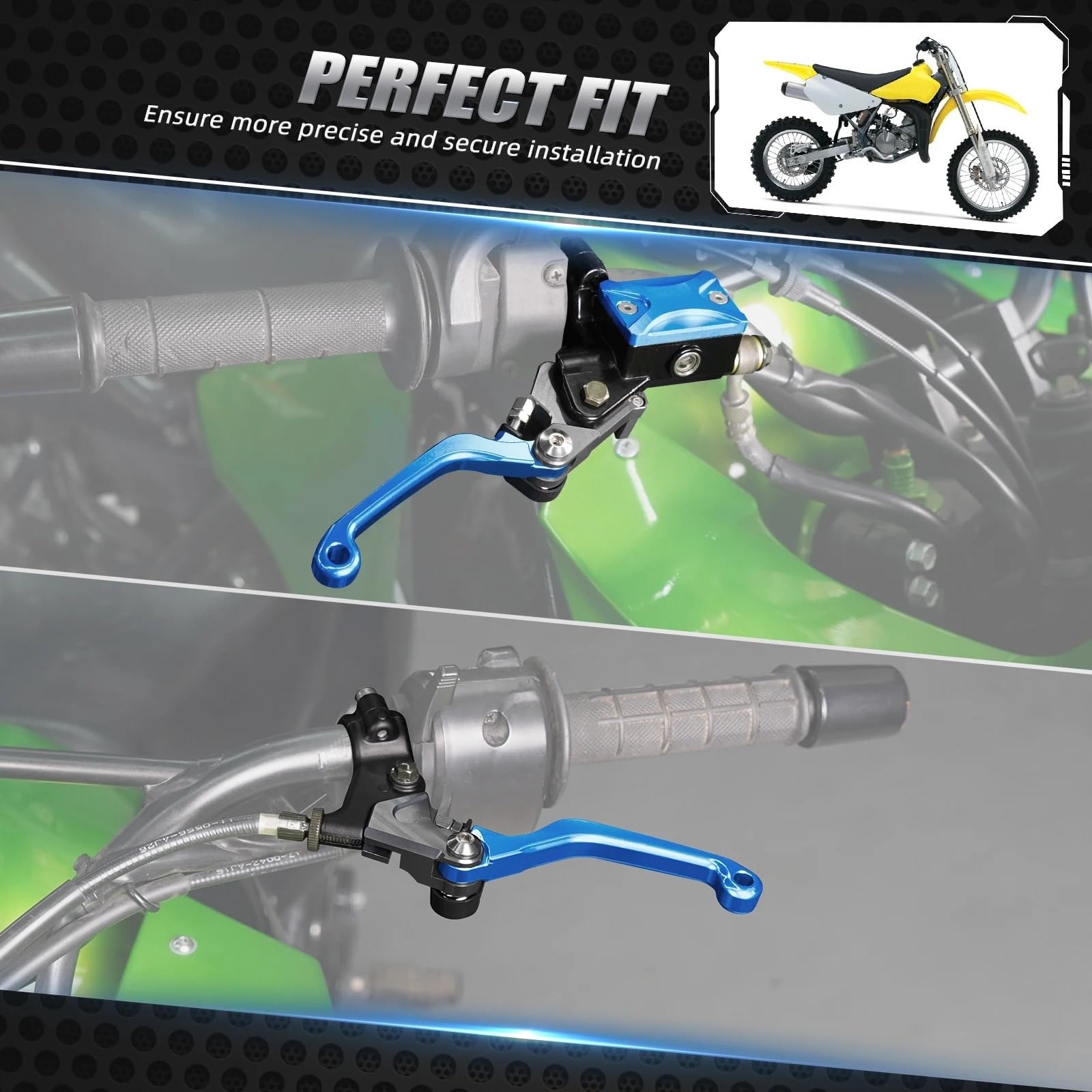 Zestaw linki sprzęgła motocykl Pasuje do Yamaha TTR 250 600 YZ 85 125 250 250F 450F SEROW 225 250 22mm 7/8 "hamulec hydrauliczny i zestaw dźwigni sprzęgła kablowego(Black)
