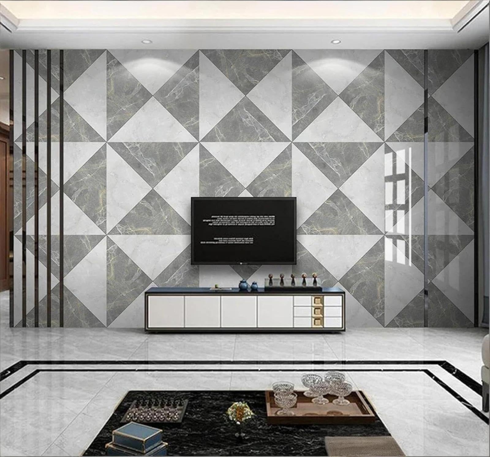 XLMING Abstract Grey Geometric Marbled Pattern 3D Wallpaper Luxury Home Dining Decor Paste Sofa Living Room The Wall for Bedroom Mural-250cm×170cm