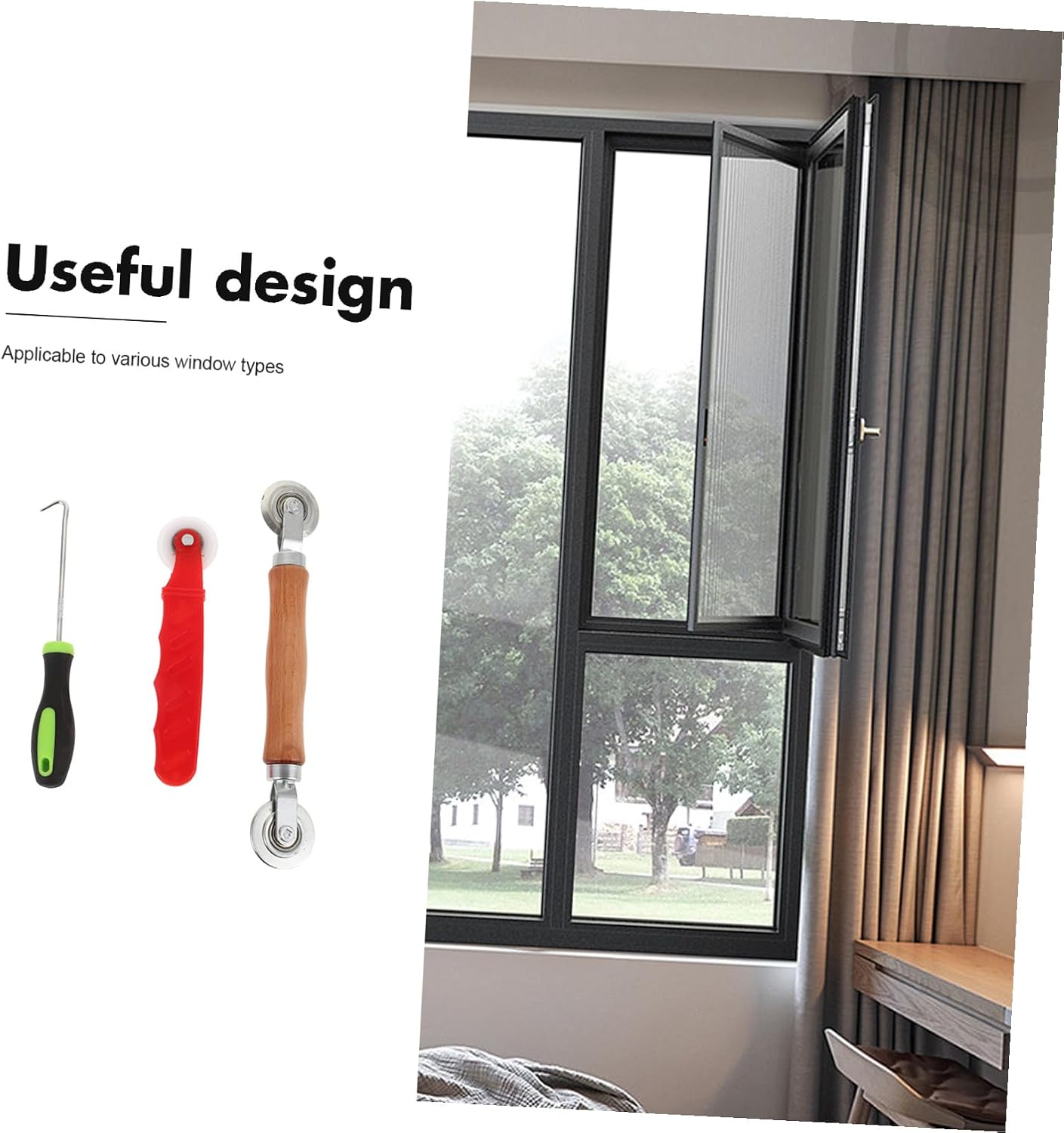1Set Window Screen Repair Kit with Durable Roller Tool Remover Hook Spline Accessory for Easy DIY Screen Fixing and Maintenance