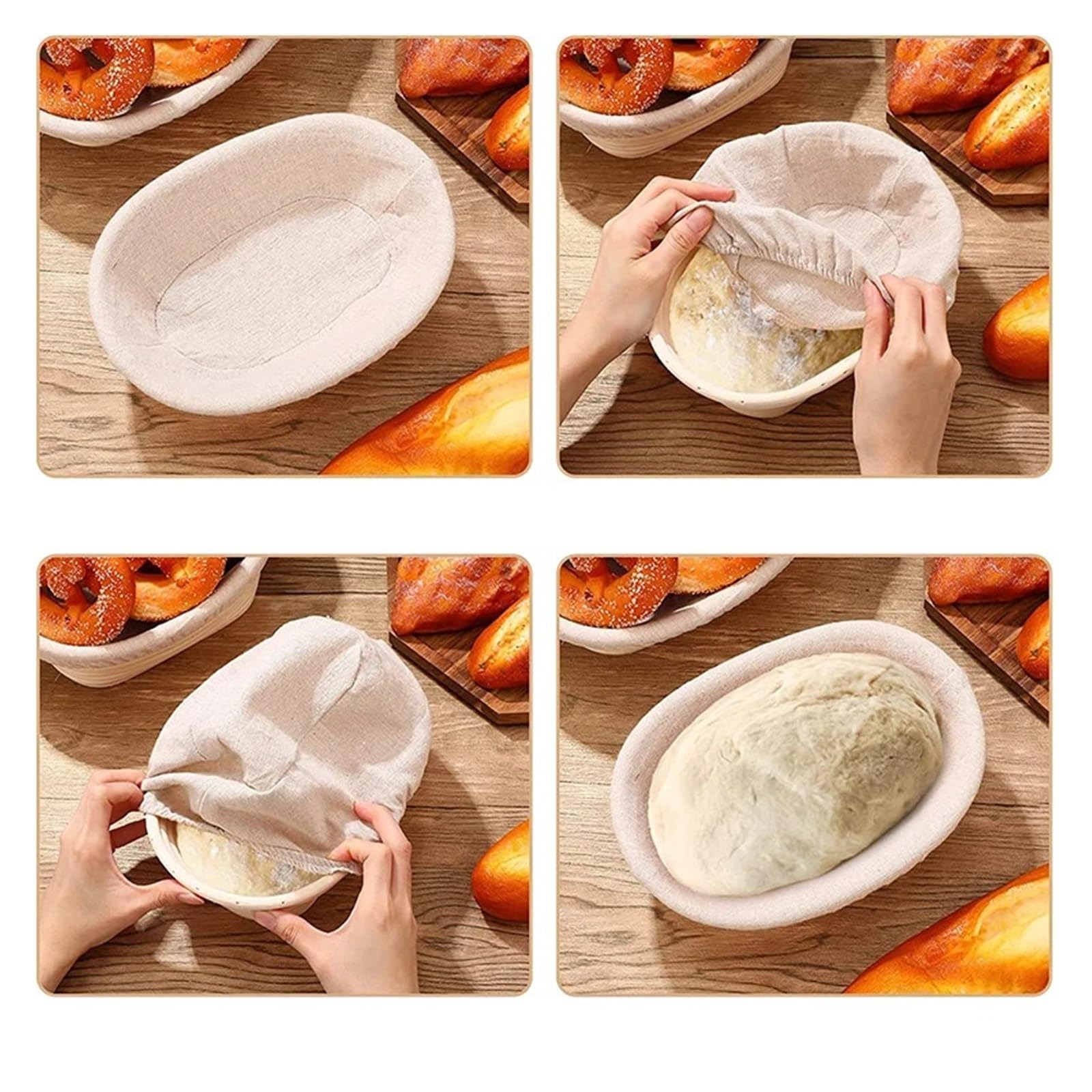 Cesta for fermentar pan ovalada y larga for masa(27x13x7cm)