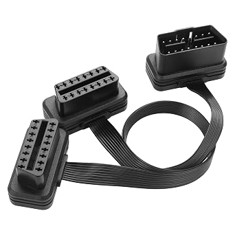 YAODHAOD OBD2 Splitter Y Cable, Ultra Low Profile OBDII 16 Pin 1 Male to 2 Female Extension Cable for All OBD2 Vehicles-30cm/11.8inch