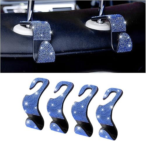 4 ganchos para reposacabezas de automóvil, gancho de diamantes de imitación brillantes para asiento delantero de automóvil, soporte para colgar