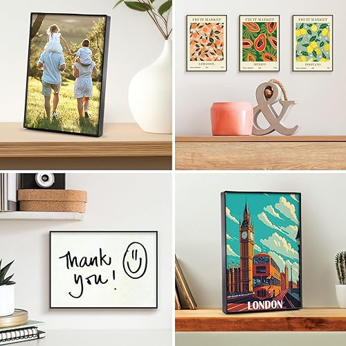 Miniatura 4 de Mantello - Portarretratos de carga frontal de 5 x 7 pulgadas, negro, para colgar en pared, para mesaescritorio portarretratos múltiples para galería