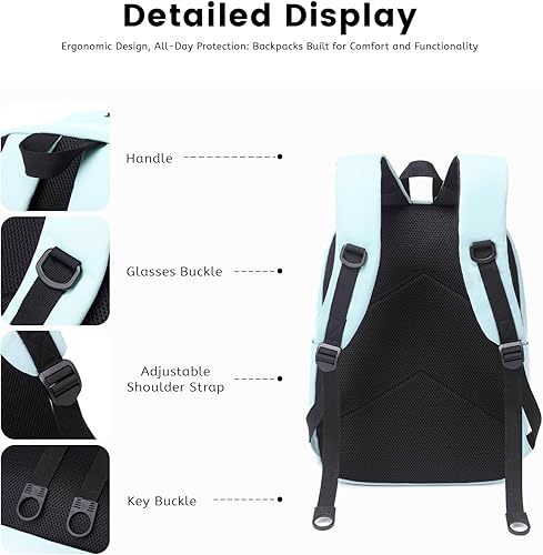 Miniatura 5 de Lanola Mochila básica multiusos multiusos para estudiantes, para escuela, negocios, viajes o mochilas casuales, Azul, Mochilas de viaje