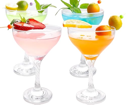 iooiluxry Juego de 4 vasos de Martini de 9.5 onzas, elegantes vasos de cóctel grandes para Martini, bar, whisky, juego de regalo para cumpleaños,