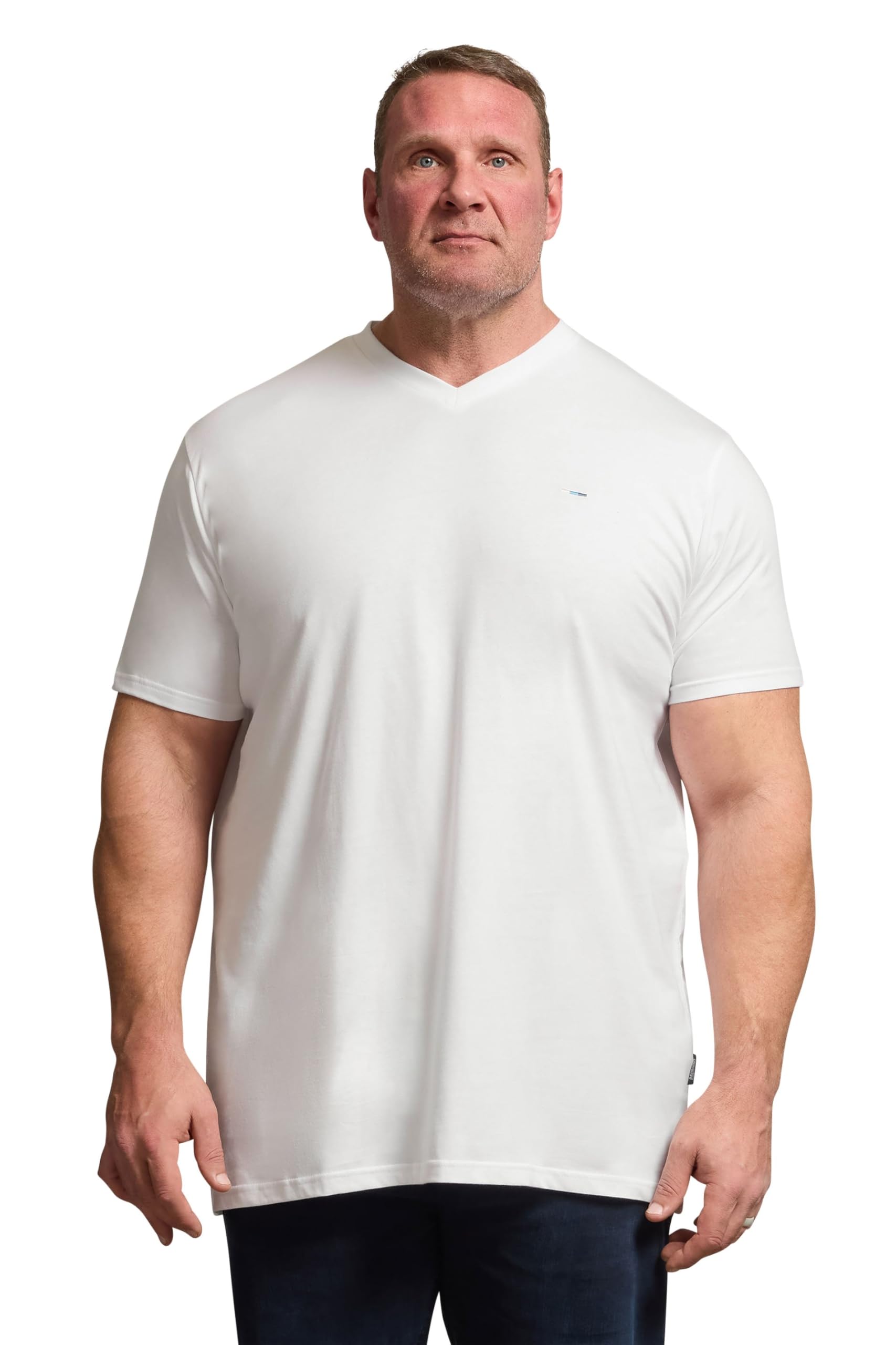 BadRhino Big & Tall Extra Long V-Neck T-Shirt - Men's - Plus Size Curve White