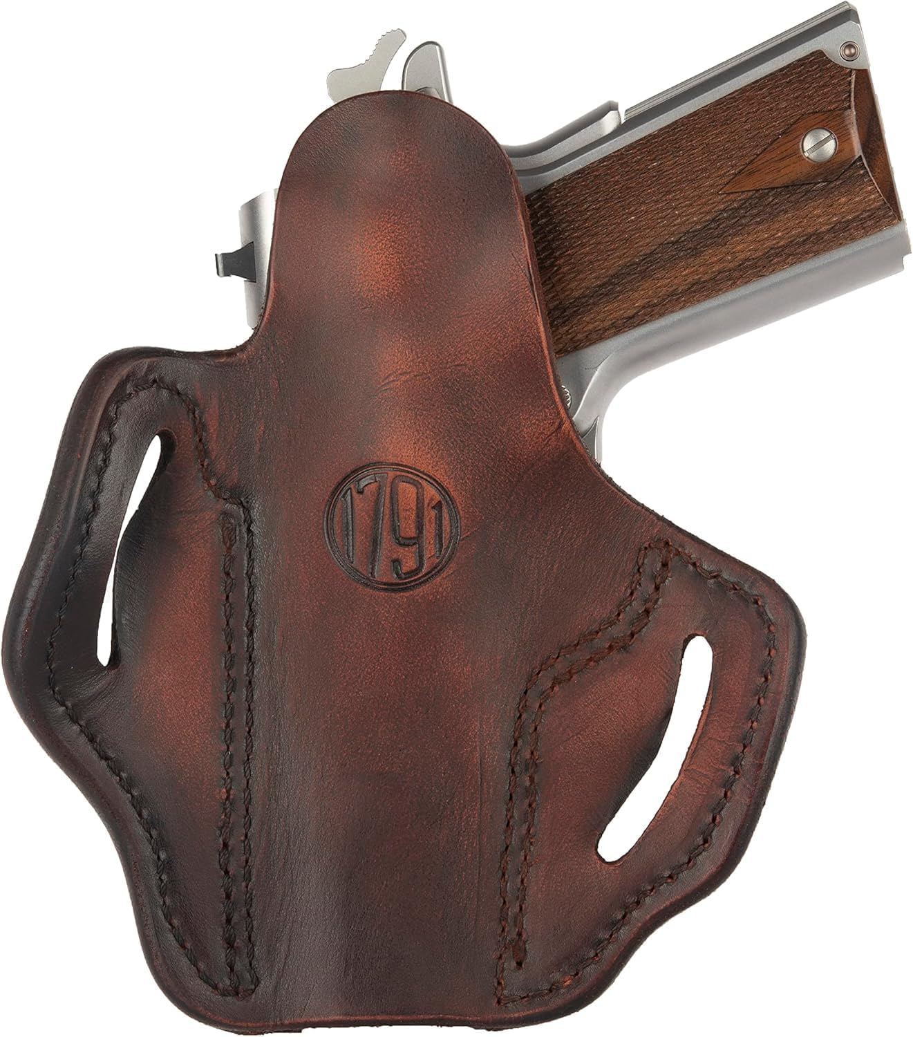 1791 GUNLEATHER 1911 Compact Optic Ready Holster - OWB CCW Leather Gun Holster for Belts - Right Handed - Fits 1911 Commander, Officer Models with 4" and 4.25" Barrels