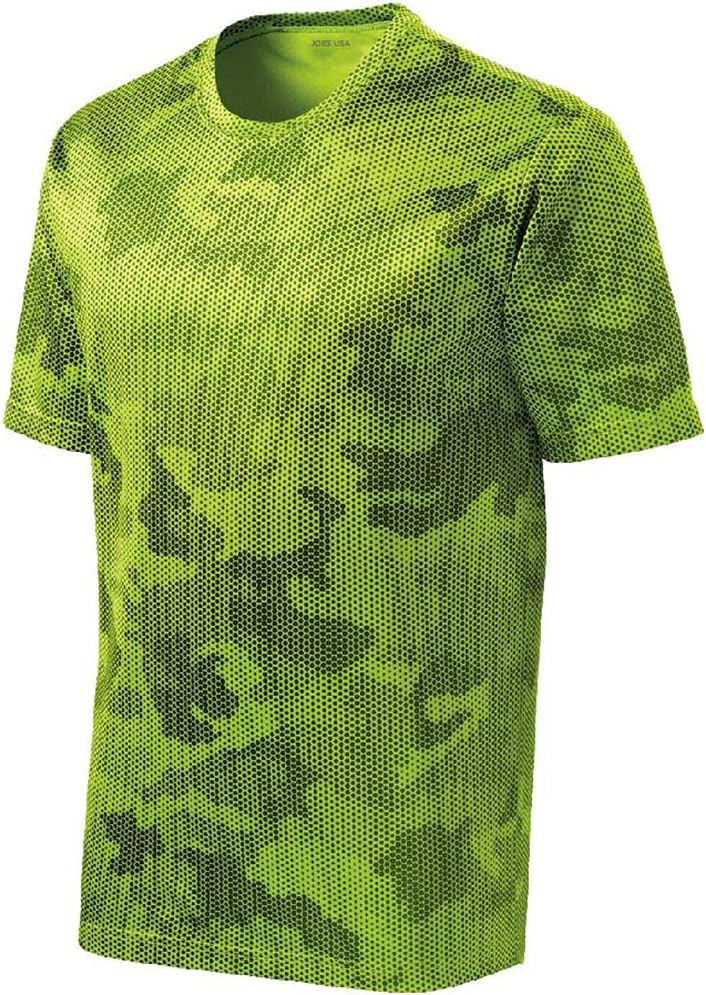 Joe's USA Men's CamoHex All Sport Moisture Wicking Shirts XS-4XL Small Lime Shock