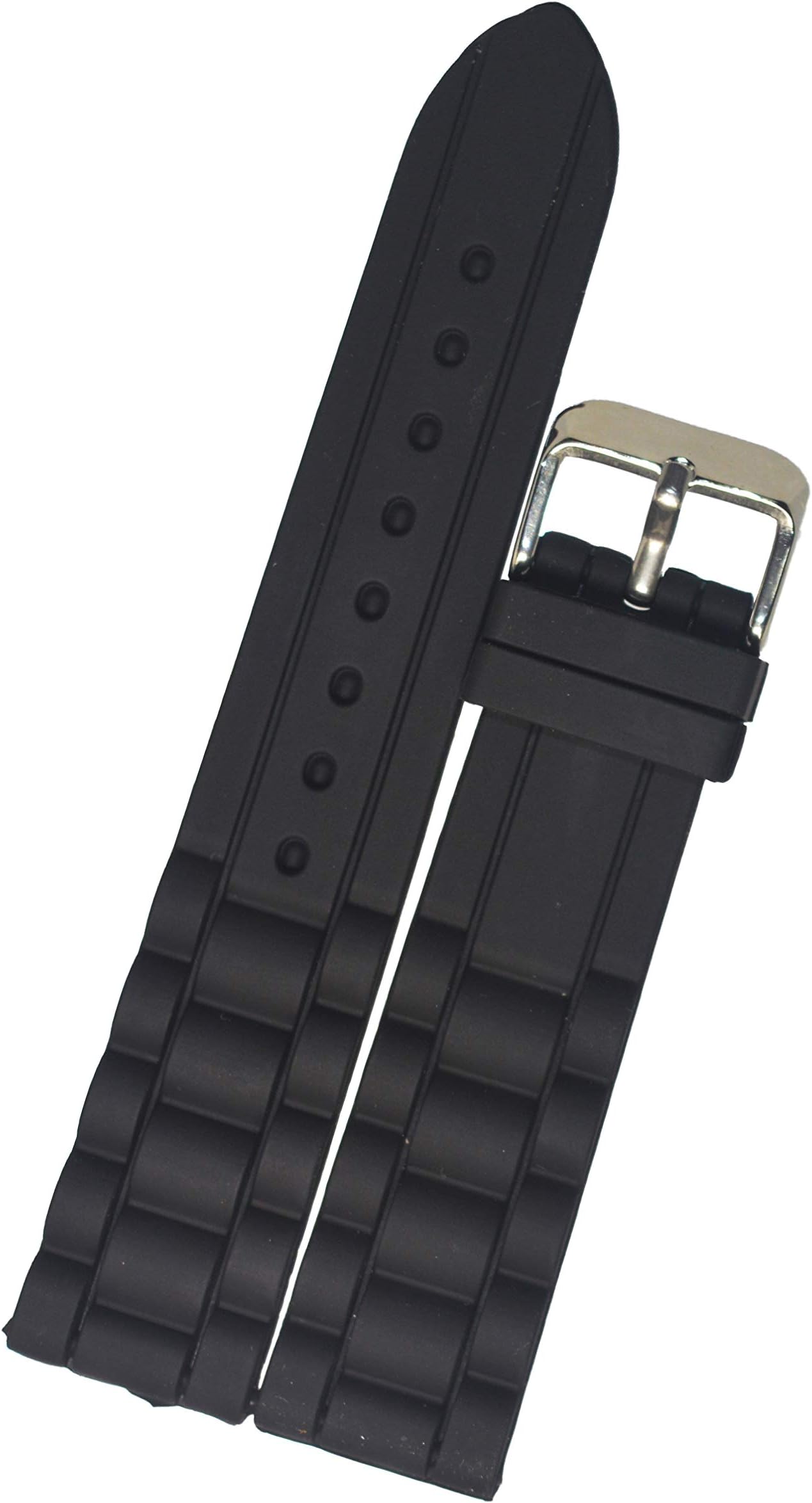 SURU® 18MM Silicone Ogive Tip Watch Strap / Watch Band (Width- 18mm /Colour- Black) R73