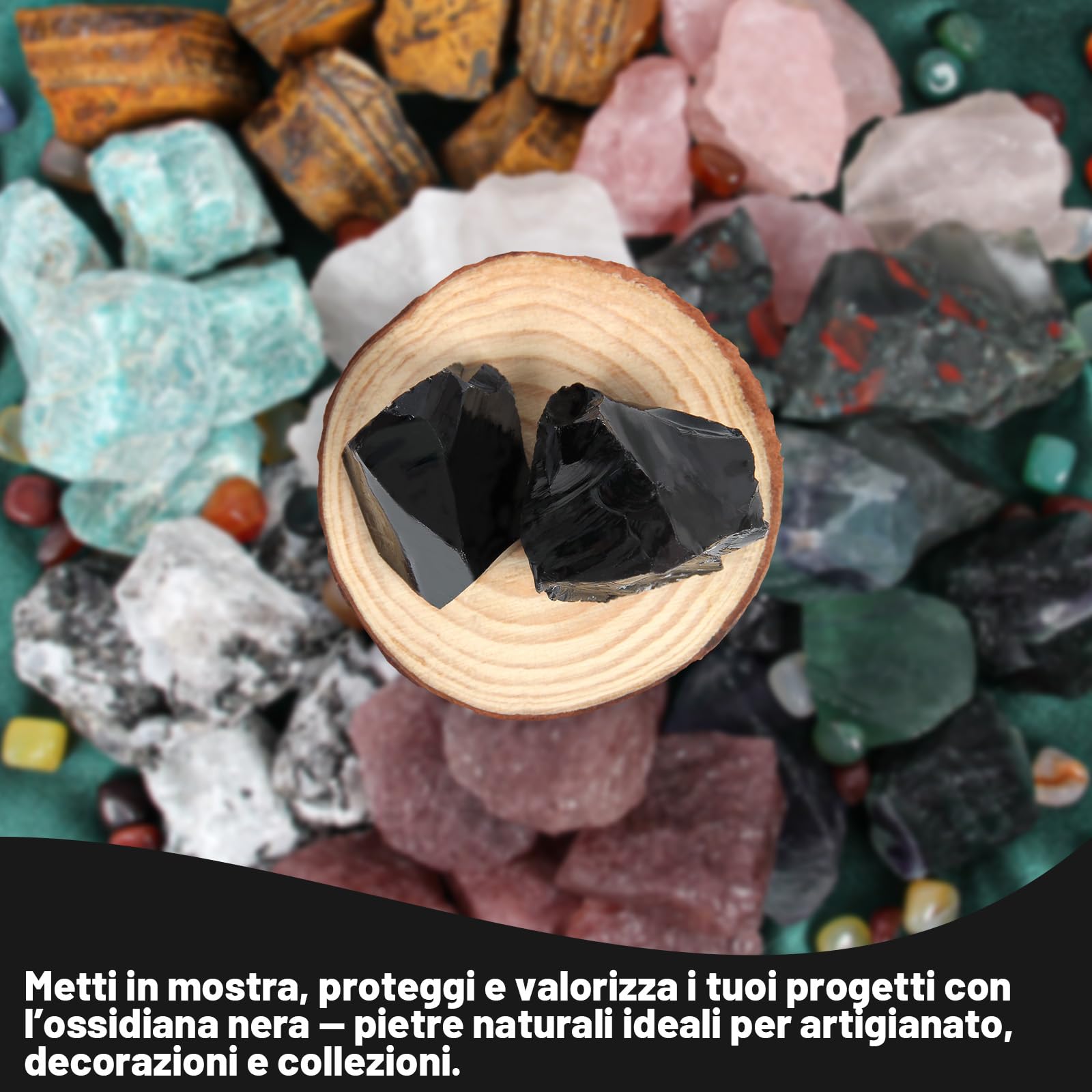 500g Ossidiana Grezza Sfusa - Pietre Grezze di Ossidiana per Tumbling, Rocce per Fontane, Decorazione, Lucidatura, Reiki con Cristalli