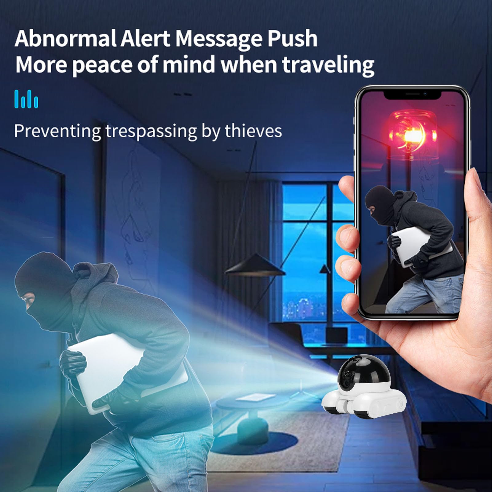 ASHATA Telecamera di Sicurezza Domestica a Doppio Obiettivo 1080P con Ruote Cingolate, Controllo Tramite APP, per Monitoraggio Interno, Tracciamento Animali (128G 400W)