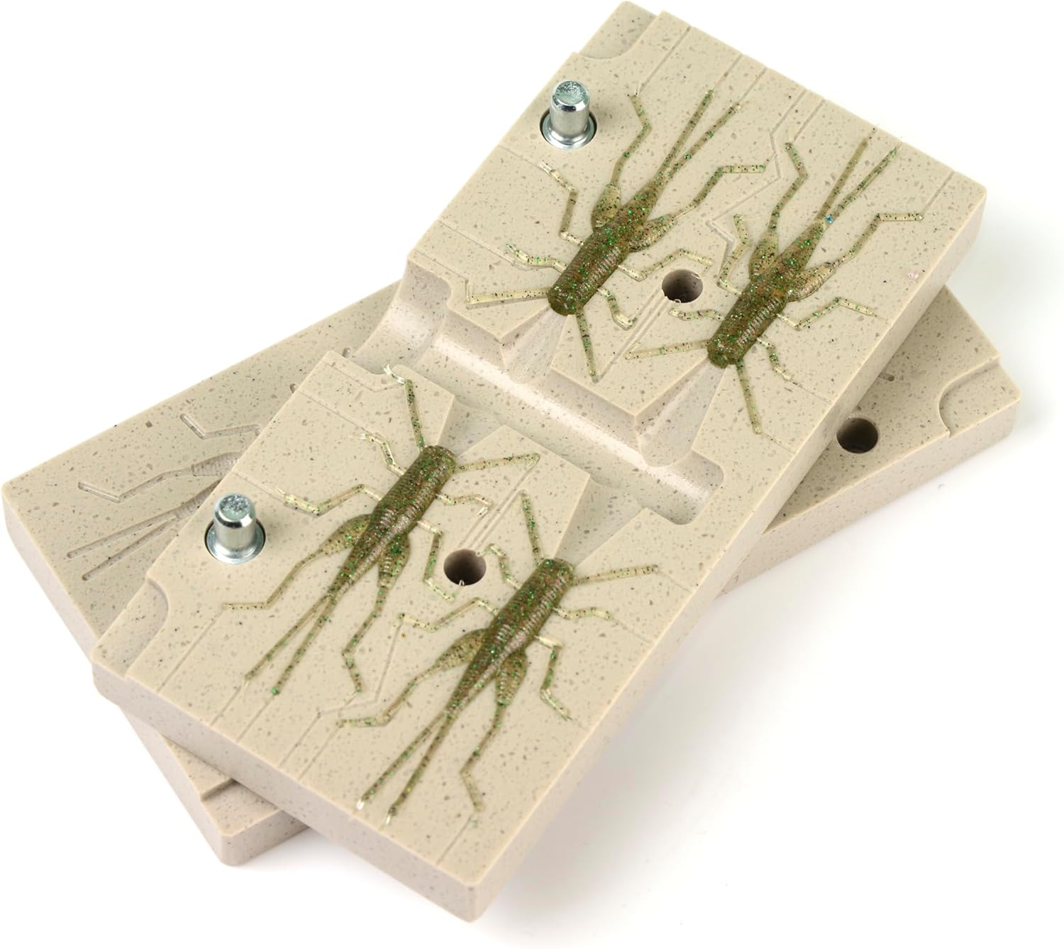 Four Cavity Lure Mold Soft Plastiс Lure Making Injection Molds for DIY Fishing Lures Grass Hopper 1.5"