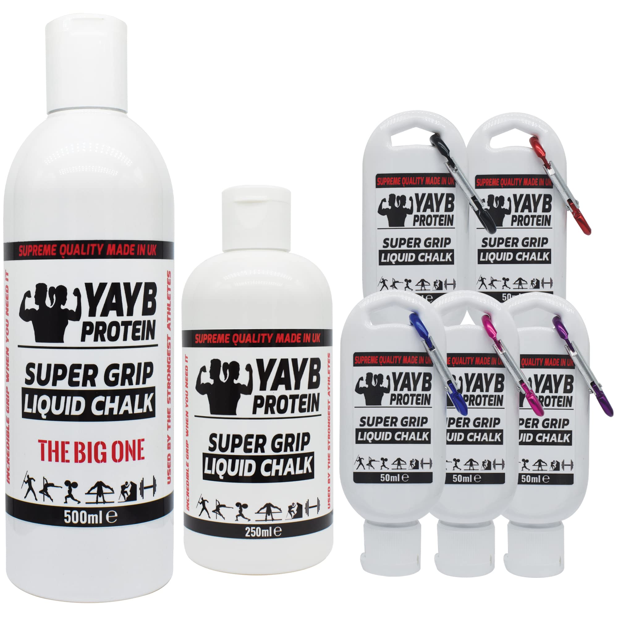 LIQUID CHALK | 3 SIZES | YAYB Super Grip White Label | PREMIUM GRIP | Weightlifting, Rock Climbing, Bouldering, Gymnastics, Pole, strongman, yoga