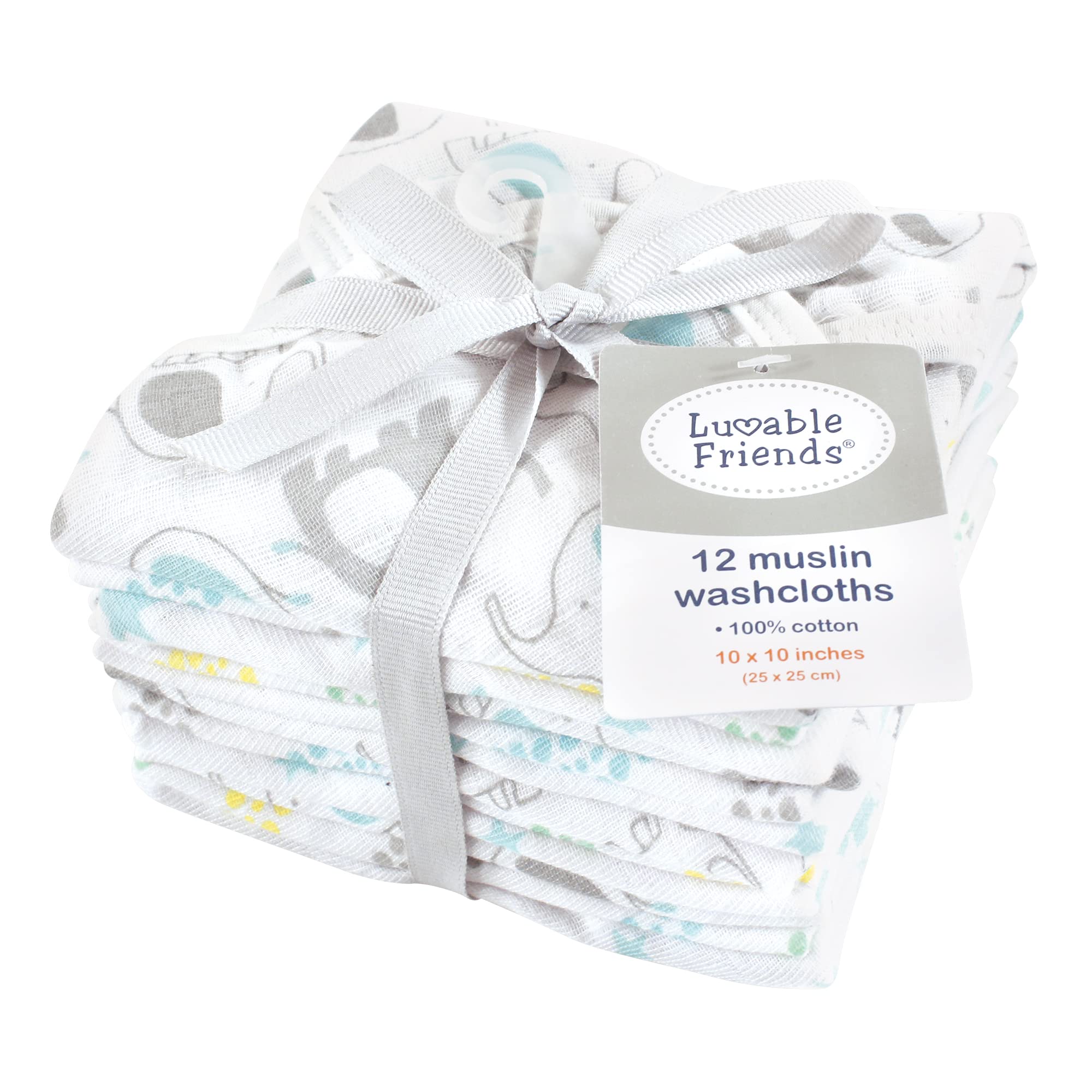 Luvable Friends Unisex Baby Musselin Waschlappen, Regenbogen, Einheitsgröße