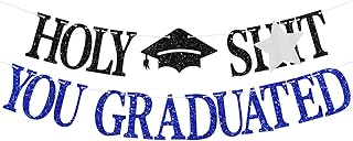 Congrats Grad 2025 Banner, Class of 2025/So Proud of You Hanging Decorations, 2025 Senior High School Prom/College Graduation Party Decorations Supplies Blue Glitter