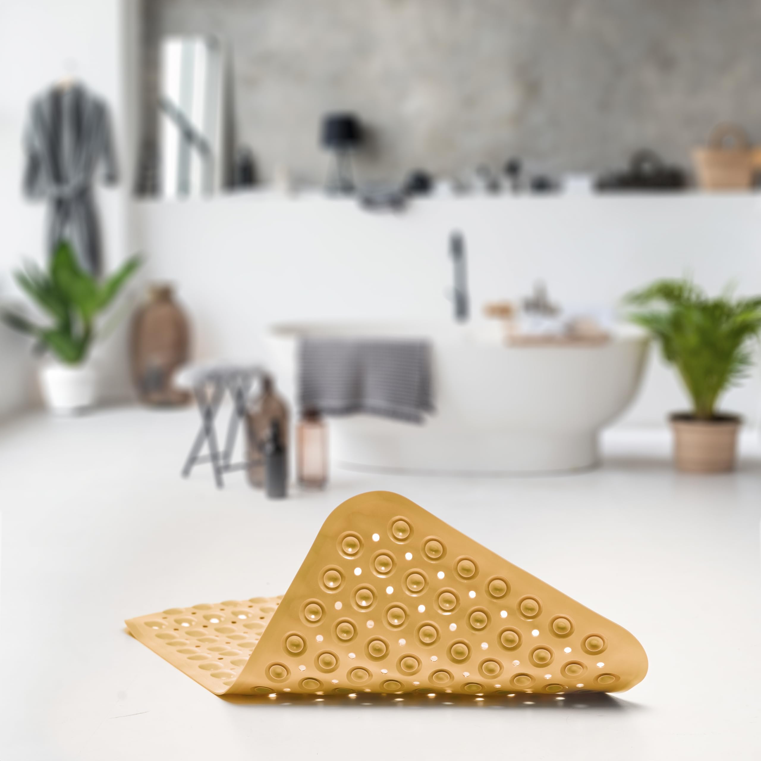 Rutschfeste Duschmatte Mit Saugnäpfen, 76,2 X 43,2 Cm – Weiche PVC Matte Mit Abflusslöchern, Maschinenwaschbar Für Badewanne & Dusche