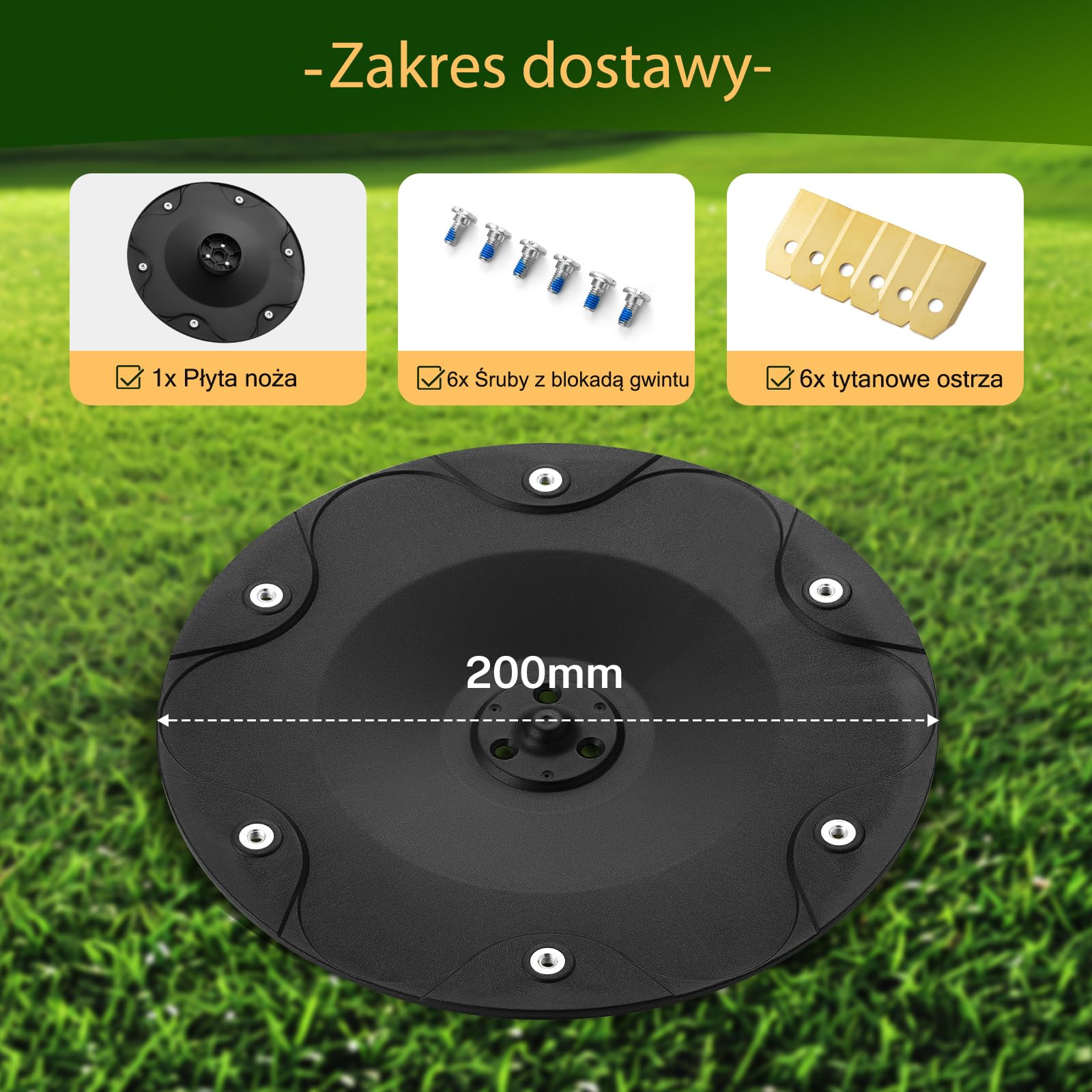 【Cięcie bardziej efektywne】 Tarcza nożowa + 6 szt. ostrzy kompatybilnych z Gardena Sileno Life, Sileno, Sileno Plus, R100li, R130li, R160li, ostrza do robota koszącego trawę