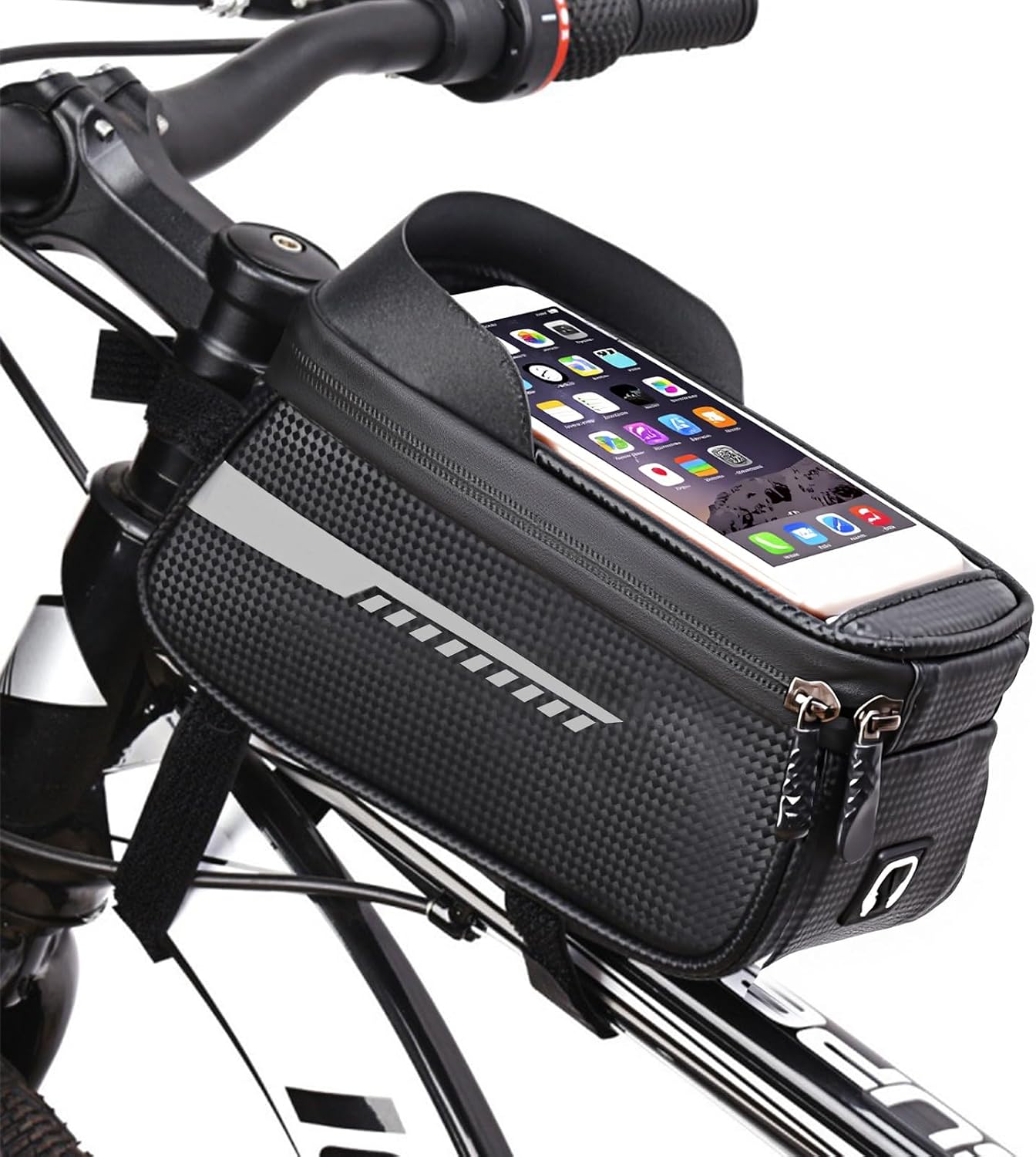 Bicycle Bag Frame Waterproof Bicycle Frame Bag with TPU Sensitive Touchscreen Oberrohrtasche Fahrrad mit Sonnenblende f r Smartphones bis zu 65 Zoll Fahrrad Zubeh r f r Montainbikes Rennrad