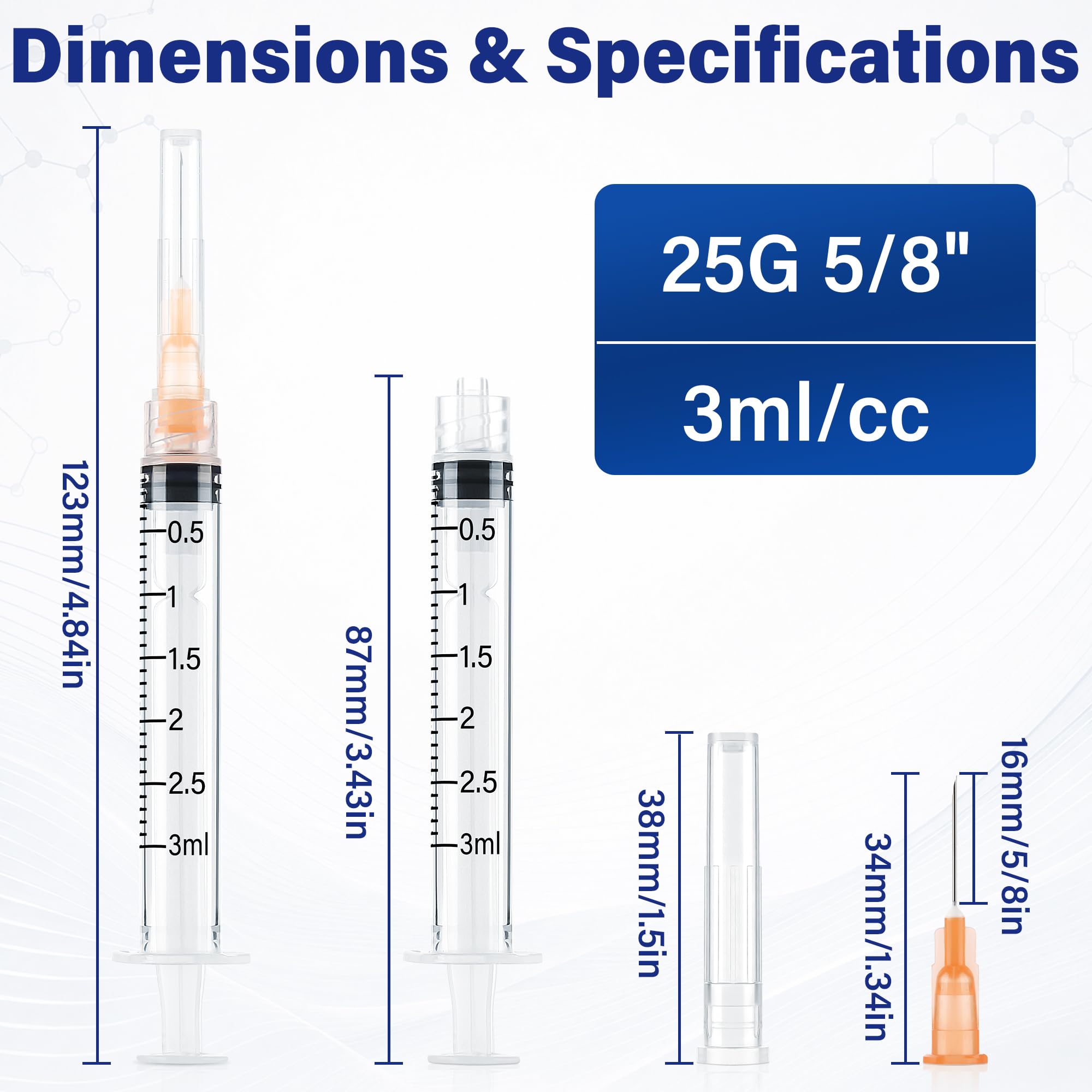 100 Pack 3ml Measuring Supply, 25𝐆 x 5/8" (16mm) — Amazon image 2