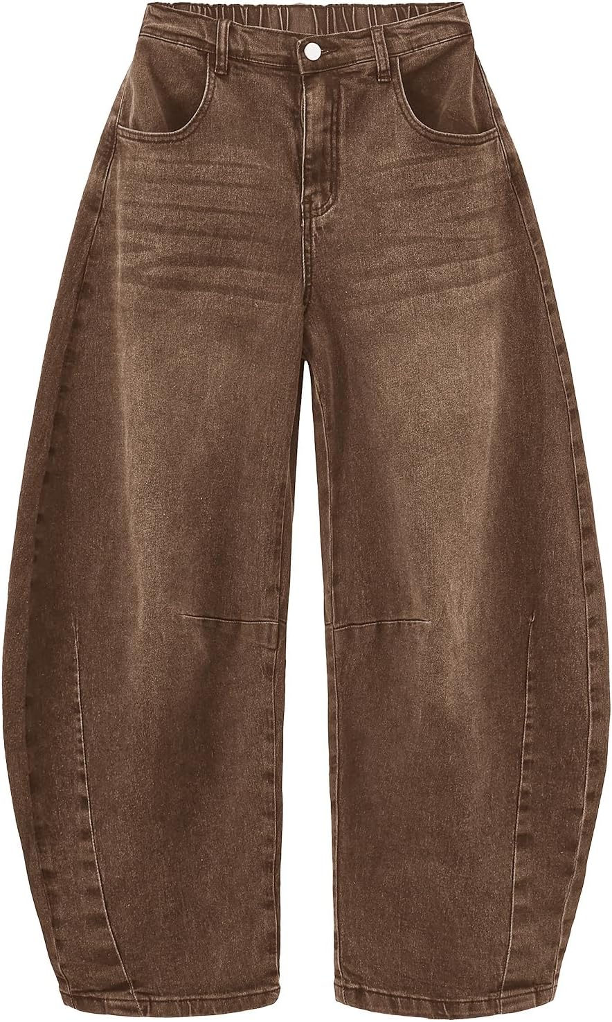 EXLURA Womens Barrel Jeans Wide Leg Y2K Boyfriend Denim Pants Hip Hop Vintage Baggy Jeans Cotton Mid-Low Elastic Waist Pants