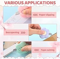 Vista 6 de Honoson 8 piezas de mini cuchillos utilitarios con forma de nube y flor, cortador retráctil para abrecartas de papel, sobre de cartón, cortador