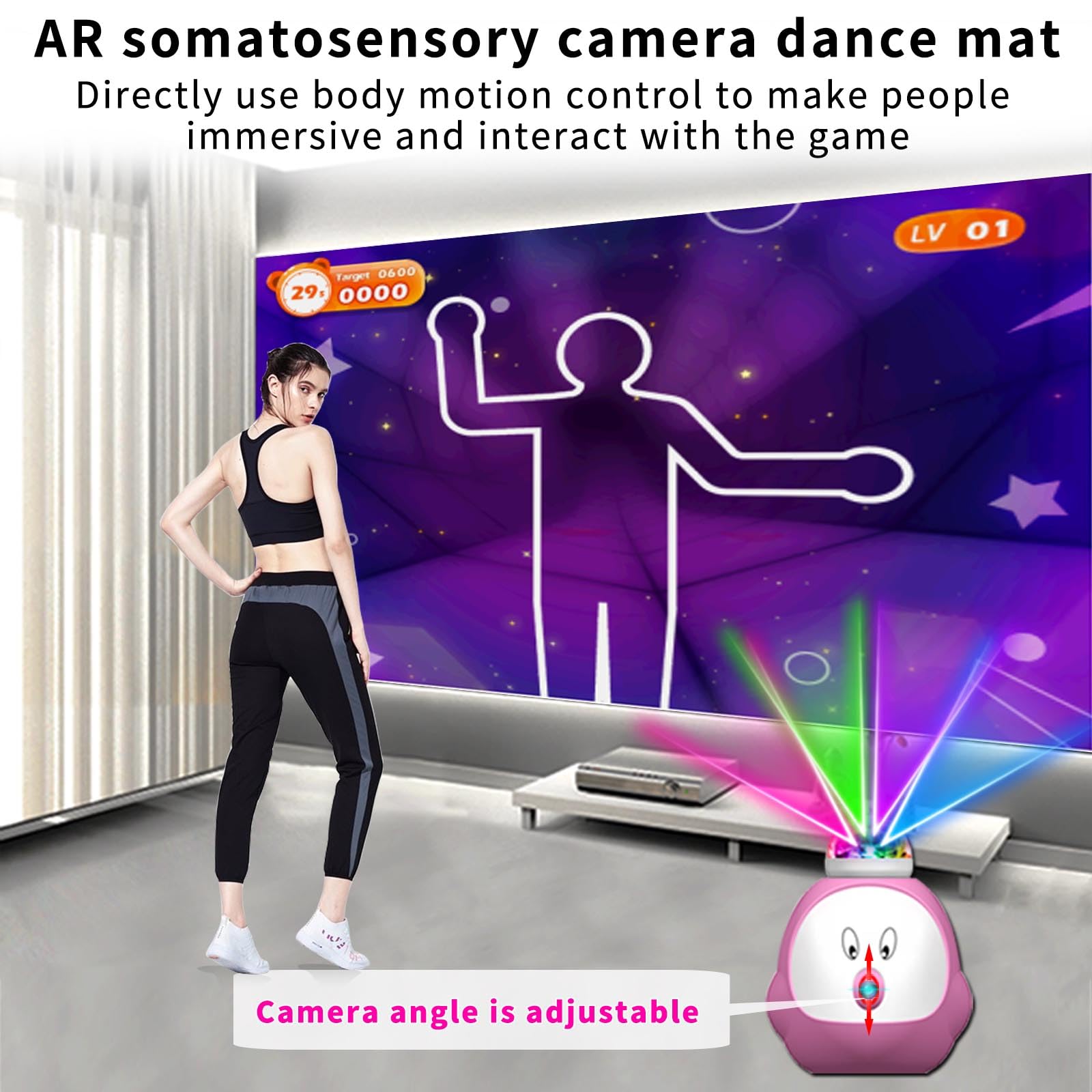 YRPRSODF Tappetino da ballo per bambini e adulti, senza fili, elettronico, per esercizi e fitness, gioco per la TV, regalo per ragazze e ragazzi dai 3 anni in su, rosa