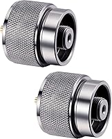 Vista 1 de Hotop Adaptador de estufa de camping, entrada de tanque pequeño de propano de 1 libra, EN417, salida de válvula lindal, cilindro al aire libre