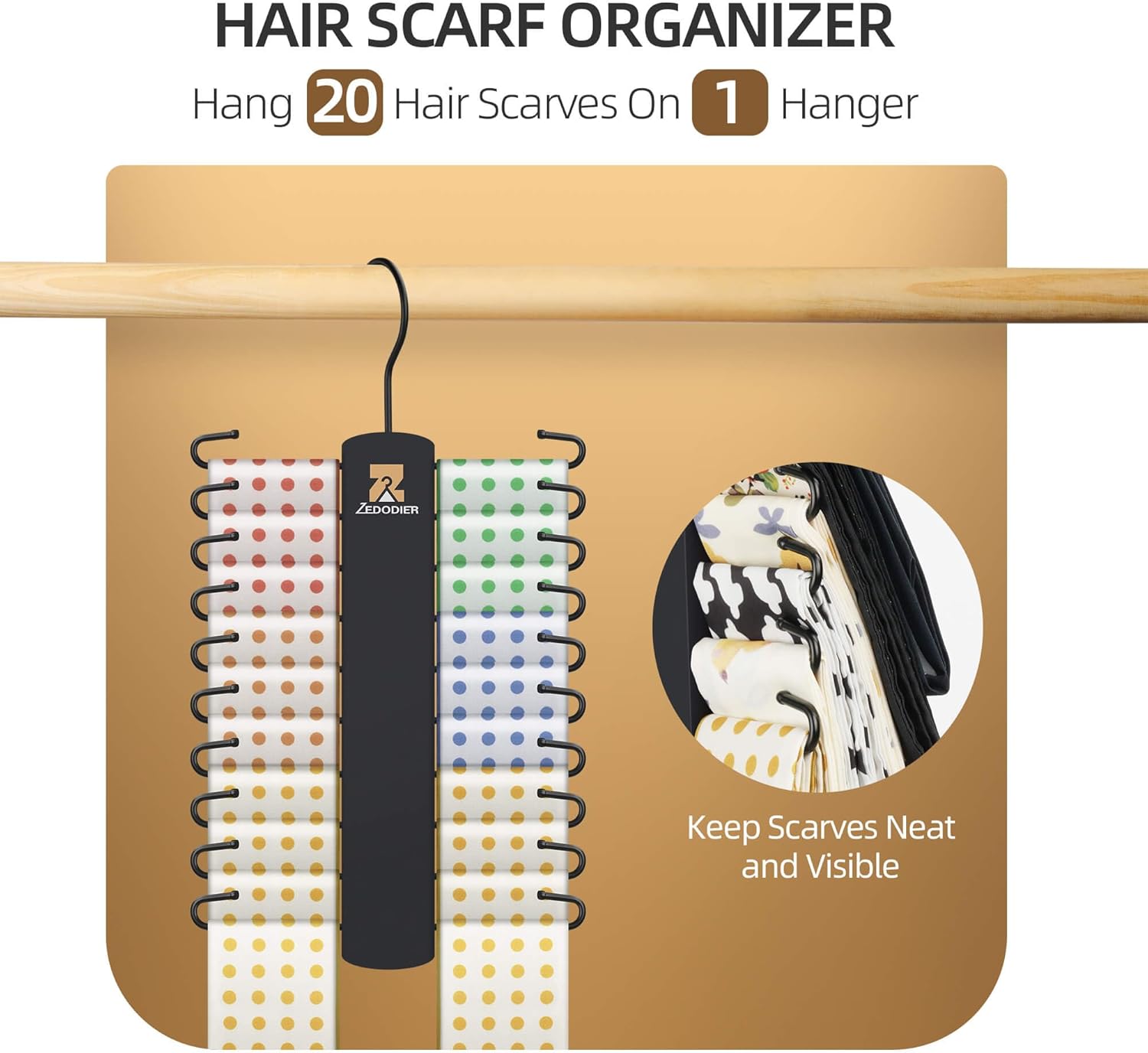 Tie Hanr Hooks, Space Saving Netie Organizer for Men, Lar
