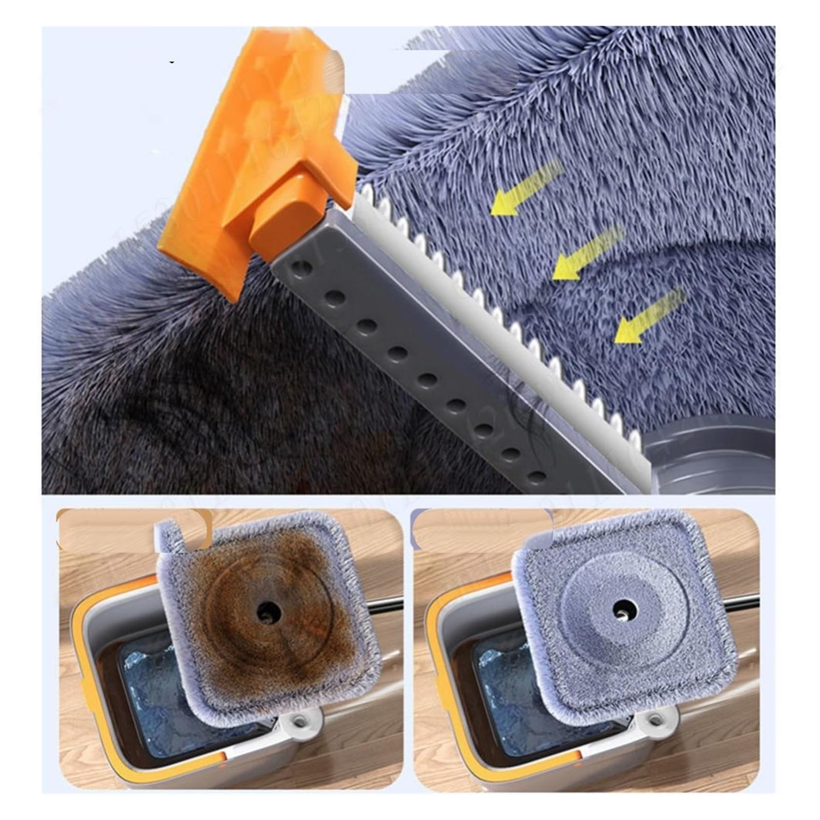 Compatible con barredora mágica for limpieza de pisos, juego de trapeador y cubo for limpieza de pisos, trapeadores exprimibles, rotación de 360 ​​°, trapeador plano for pisos, escoba, limpiador de tr