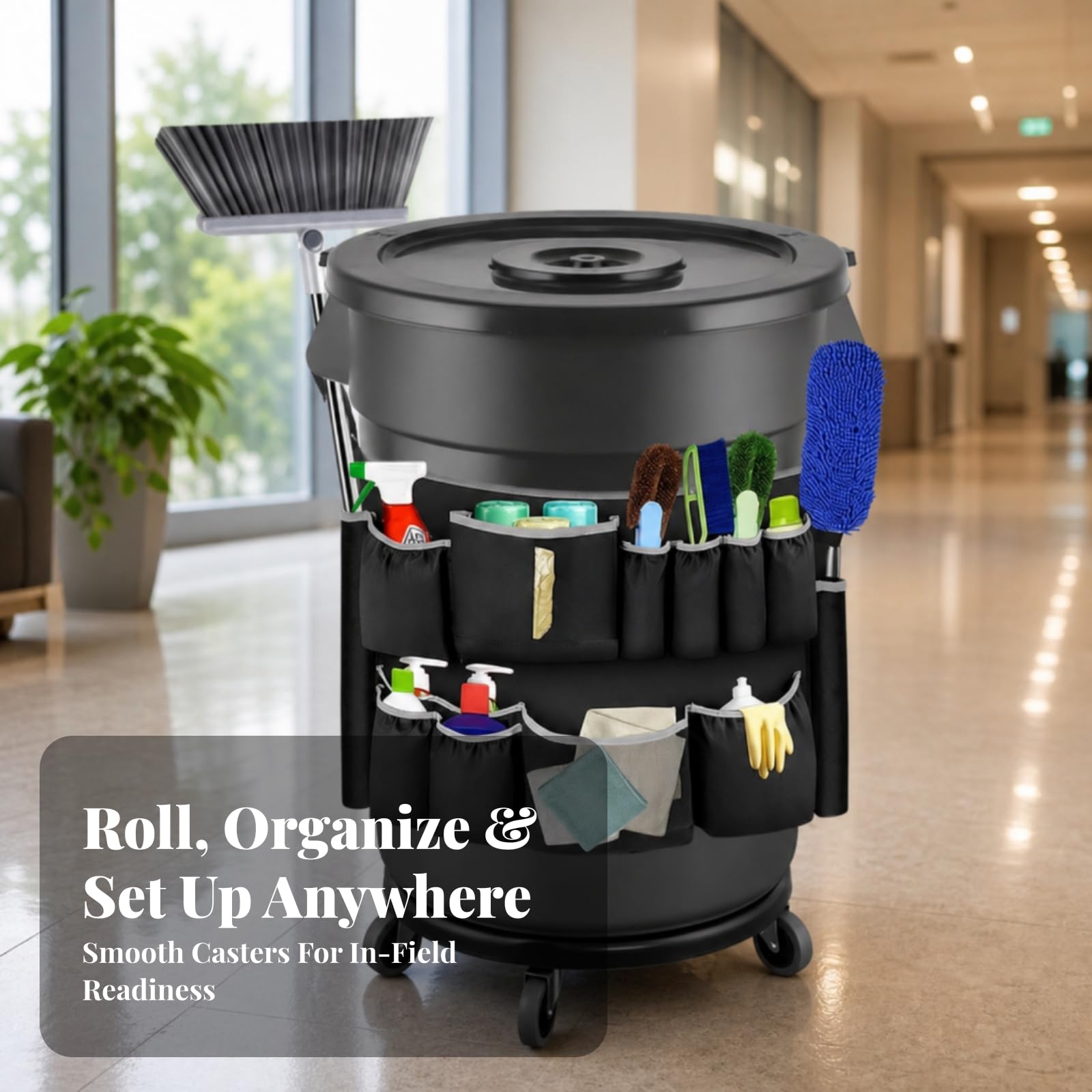 Organizador para Contenedor | Multibolsillo, Bolsa Organizadora con Bolsillos, Ligero, Cesta Colgante para Herramientas Limpieza, Garaje, Conserjes