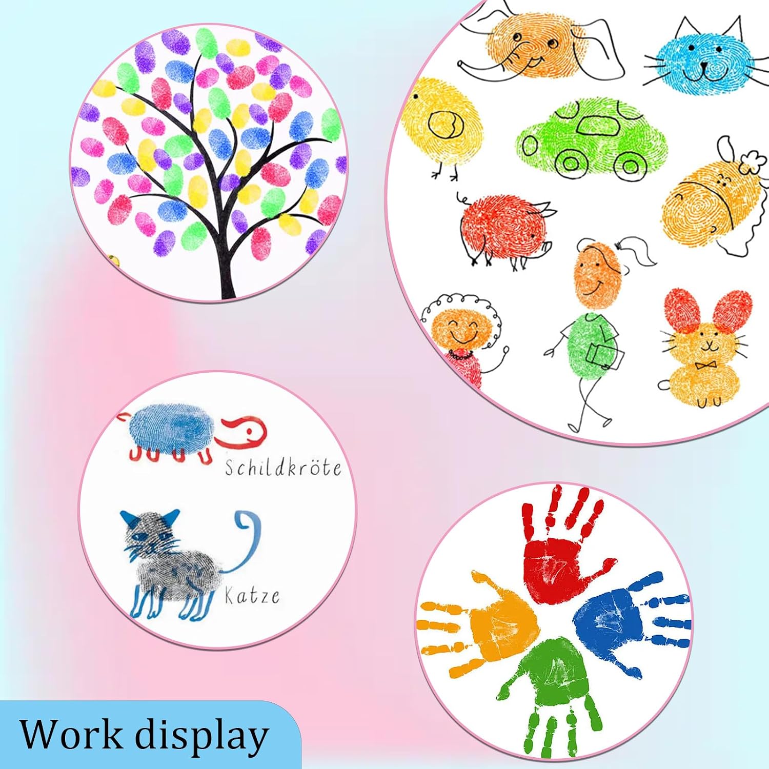 7 Colors Rainbow Ink Pad, Washable Ink Pads for Rubber Stamps, Large Color Ink Pads for Handprint and Footprints Stamping, Round Embossing Stamp Ink Pad for Craft Finger Painting Scrapbook