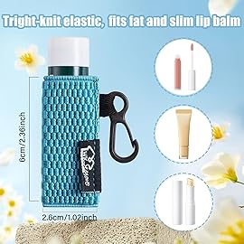 WK IEASON Lip Balm Holder Keychain 5pcs Clip on Lipstick Keychain Sleeves Holder Pouch Tight-Knit Elastic Lip Gloss Holder