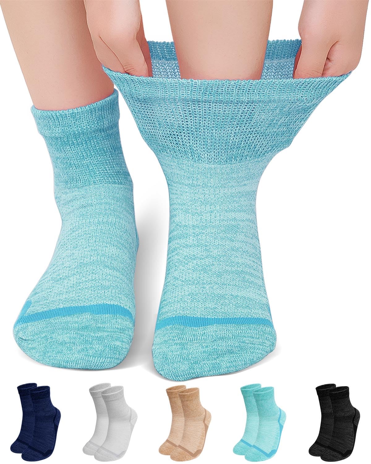 ZFSOCK Diabetiker Socken Herren Damen: Bambus Diabetikersocken Ohne Gummibund Ohne Naht Gesundheitssocken Ohne Gummi Wadenlange Business Socken mit Komfortbund Plüschsohle