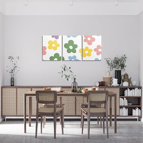 Miniatura 2 de Feelyou Cuadro de flores hippie retro de 12 x 16 x 3 piezas de los años 60 y 70 S Groovy lienzo de pared para sala de estar, plantas vintage,