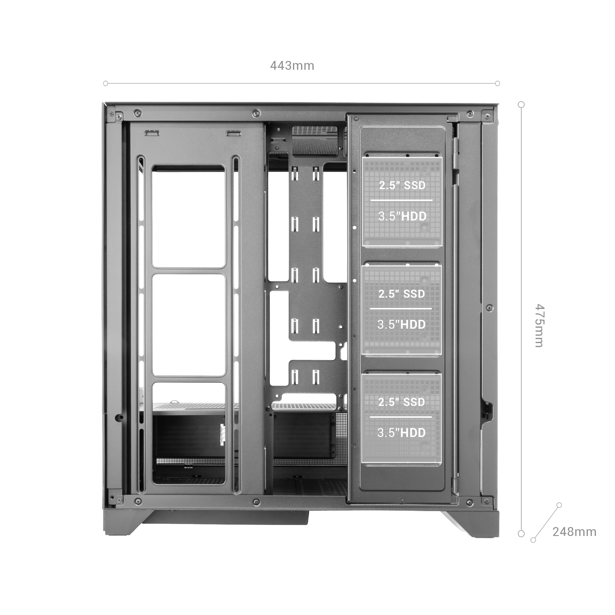 Mars Gaming MC-LCDX, Obudowa Gamingowa ATX, Zintegrowany Ekran IPS 9.16" i Złącze HDMI, Ciągłe Hartowane Szkło, Dolny Panel Full Mesh, Podwójna Komora, Wsparcie Chłodzenia Wodnego do 360mm, Czarny