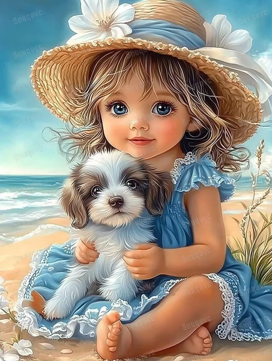 Snuqevc 5D Diamond Painting Kits Angel Girl Reading, Canvas DIY Gemstone Digital Oil Painting Crafts, for Room Decor Christmas Decor, Gifts for Friends (20x20inch)