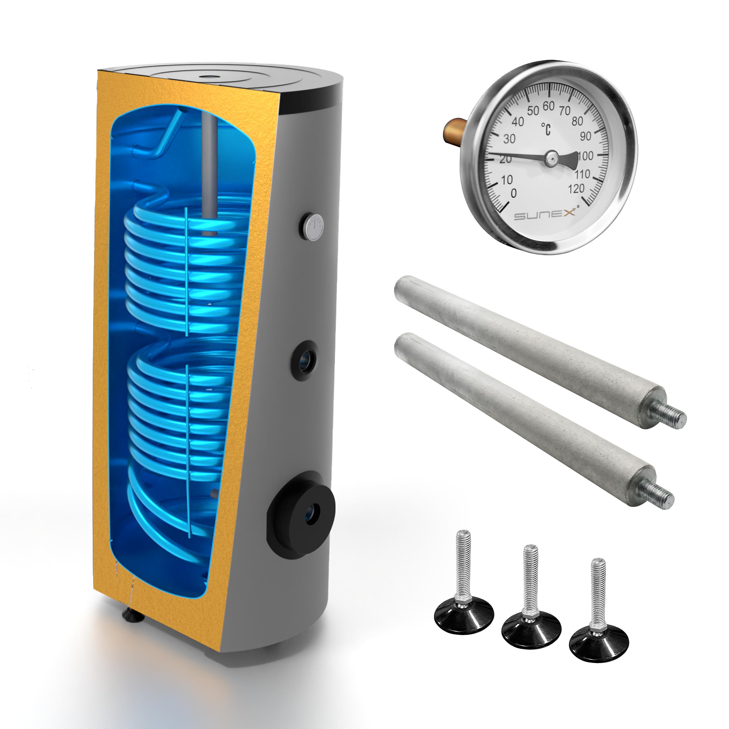 SUNEX® Chauffe-eau solaire 300 L, 2 échangeurs de chaleur, réservoir d'eau domestique, chauffe-eau