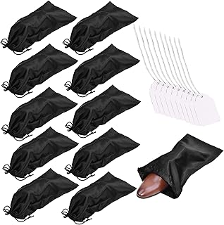 10 Pack Shoe Bags for Travel Satin Fabric Shoe Bag with Drawstring for M...
