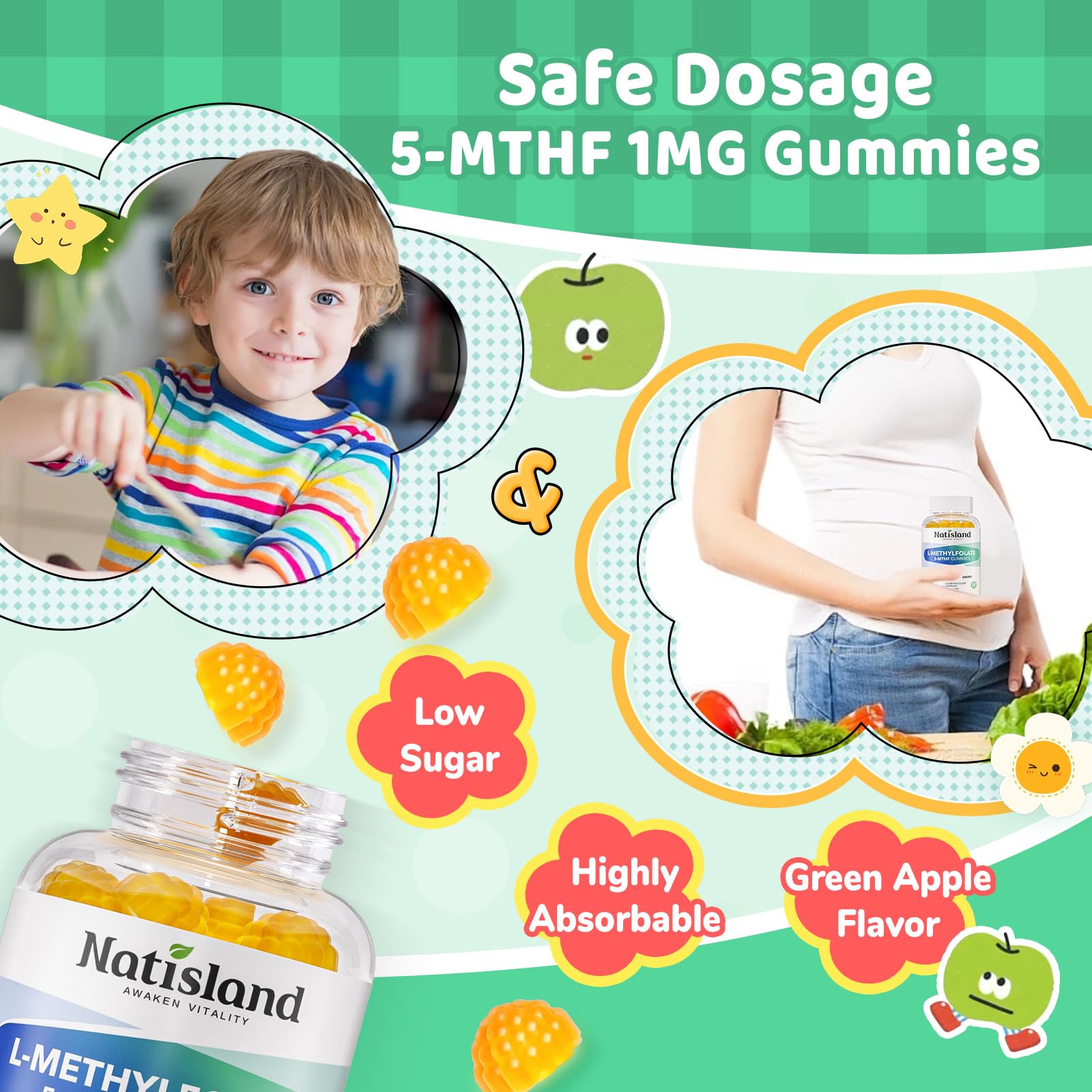 Methylfolate Gummies for Kids & Adults, L-Methylfolate & Methyl B12, 60 CT — Amazon image 4