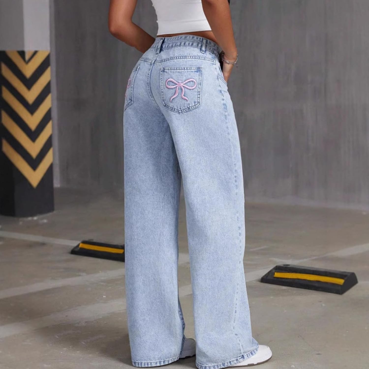 Straight Leg Jeans for Women High Waisted Wide Leg Denim Pants Loose Casual Baggy Y2K Boyfriend Jeans with Pockets
