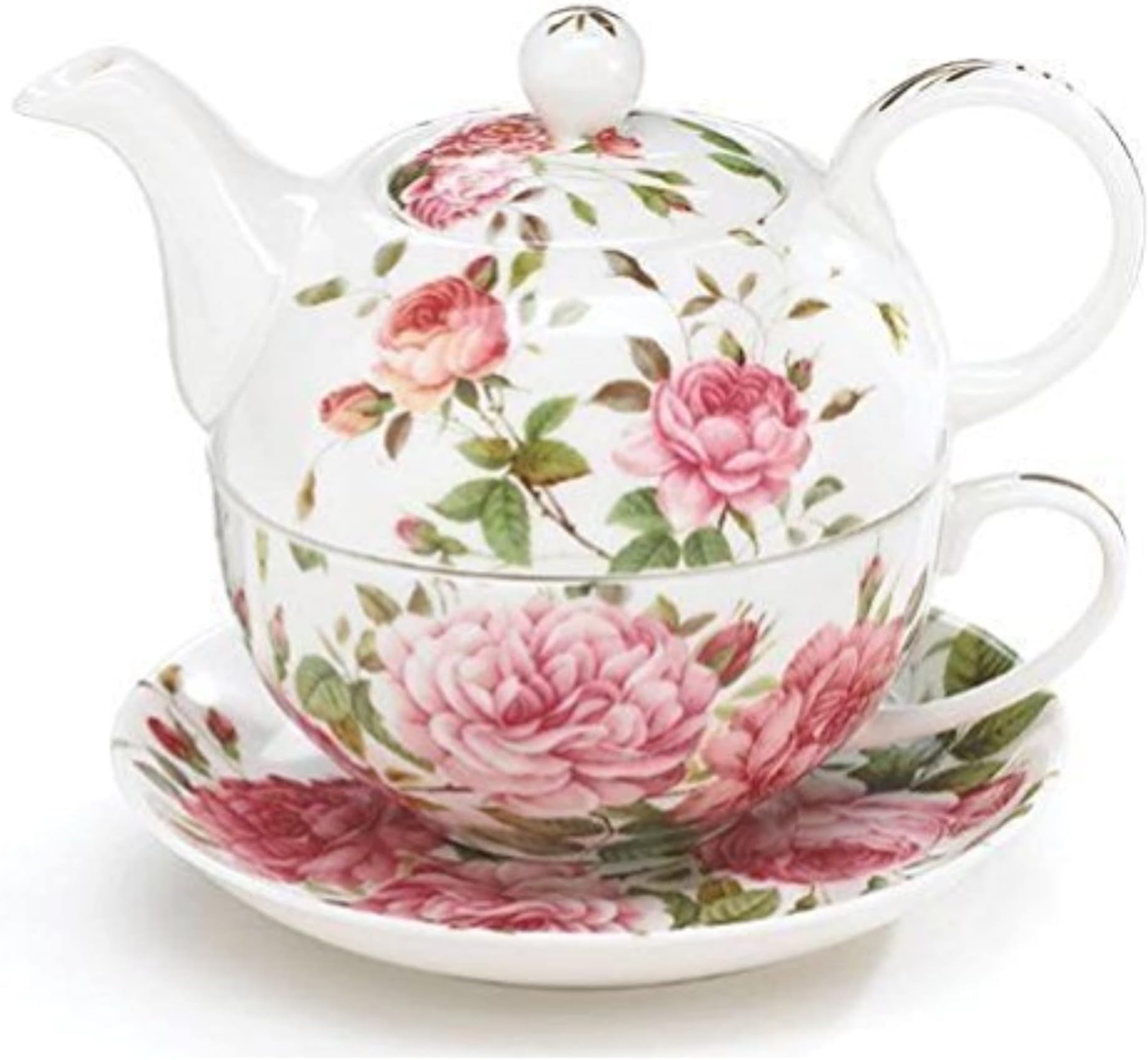 One Person Tea Set Porcelain Teapot, Teacup and Saucer Set