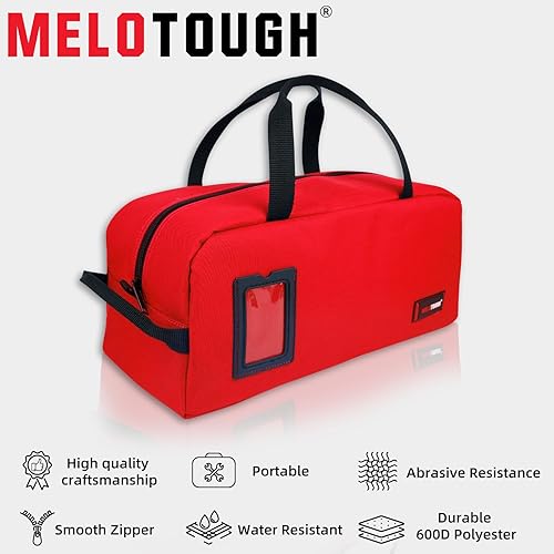 Miniatura 3 de MELOTOUGH Bolsa de herramientas de lona de 16 pulgadas con cremallera, bolsa de herramientas portátil resistente para electricista, fontanería,