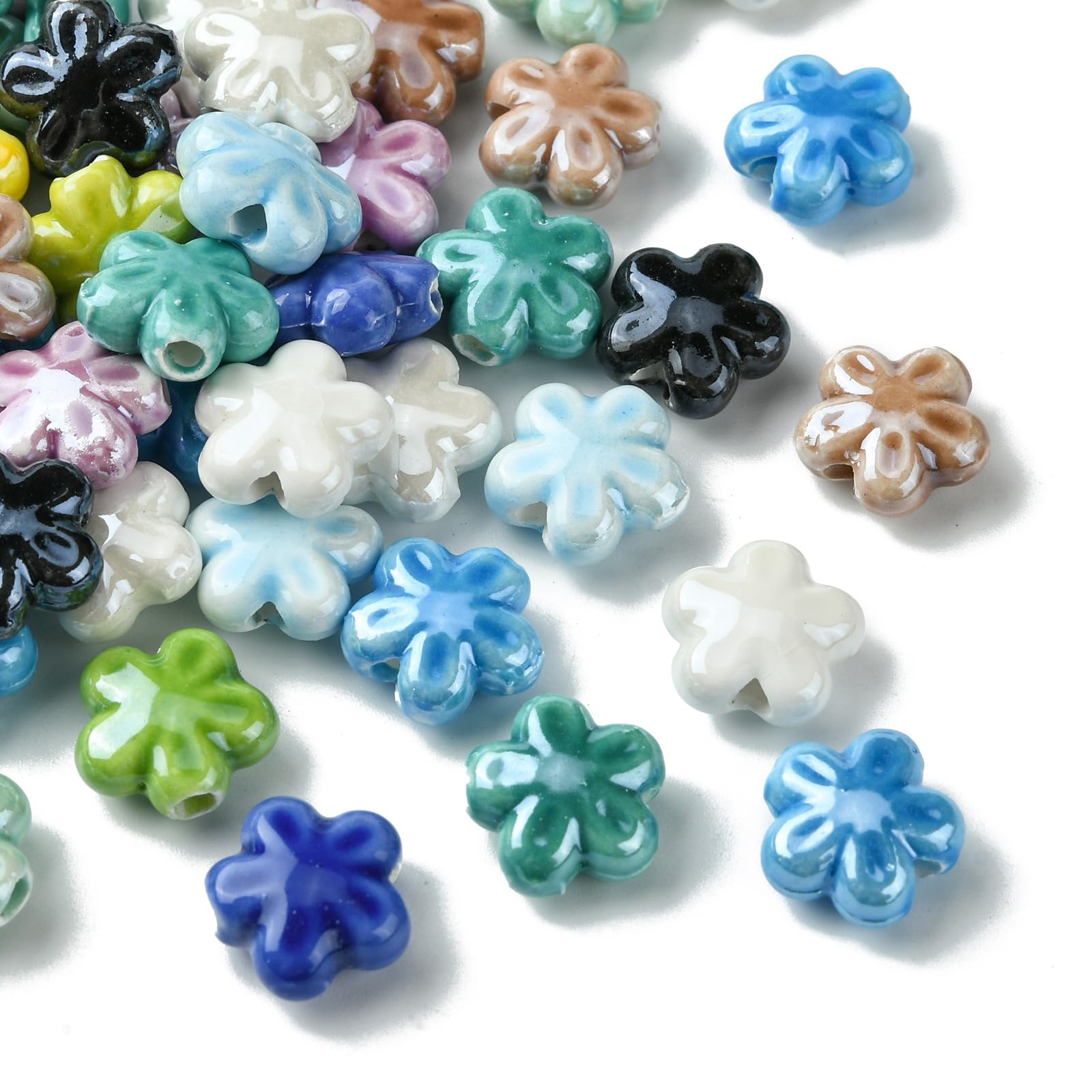 Acquista 20 pezzi color crema, fiori tridimensionali, perline sfuse, perline rosa multicolori per la creazione di gioielli, materiali fatti a mano fai da te in Italia a partire da 0.82