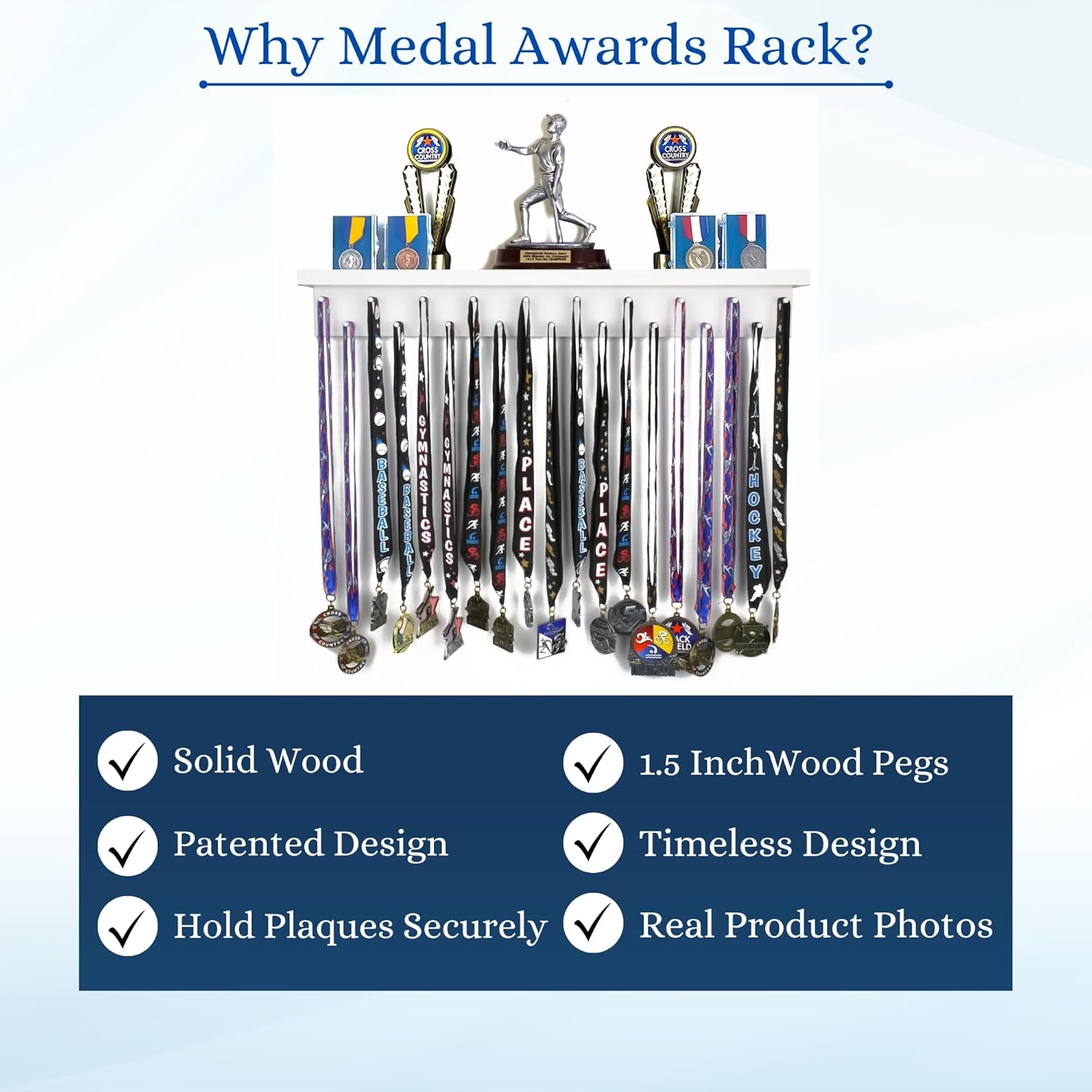 MedalAwardsRack Premier Medal Hanger Display Rack and Trophy Shelf for Gymnastics, Soccer, Basketball, Football, and More – 2, ft