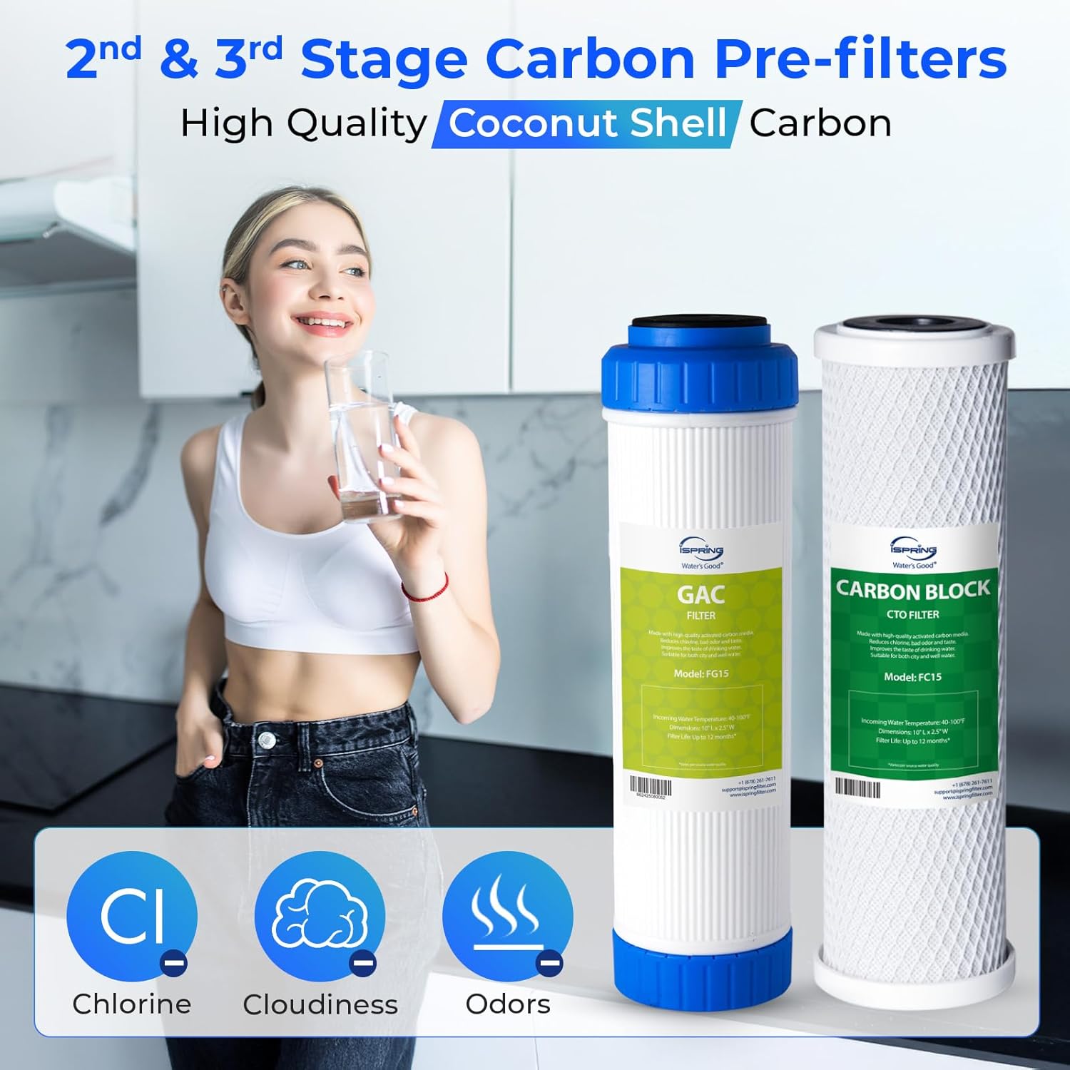 iSpring F3 6-Month Prefilter Water Filter for Standard Undersink/Reverse Osmosis RO Systems