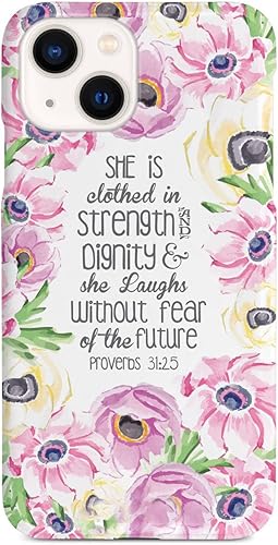 Inspired Cases - Funda con textura 3D para iPhone 13 Mini - Funda protectora de goma para iPhone 13 Mini - Proverbios 31.25 - Diseño inspirador con
