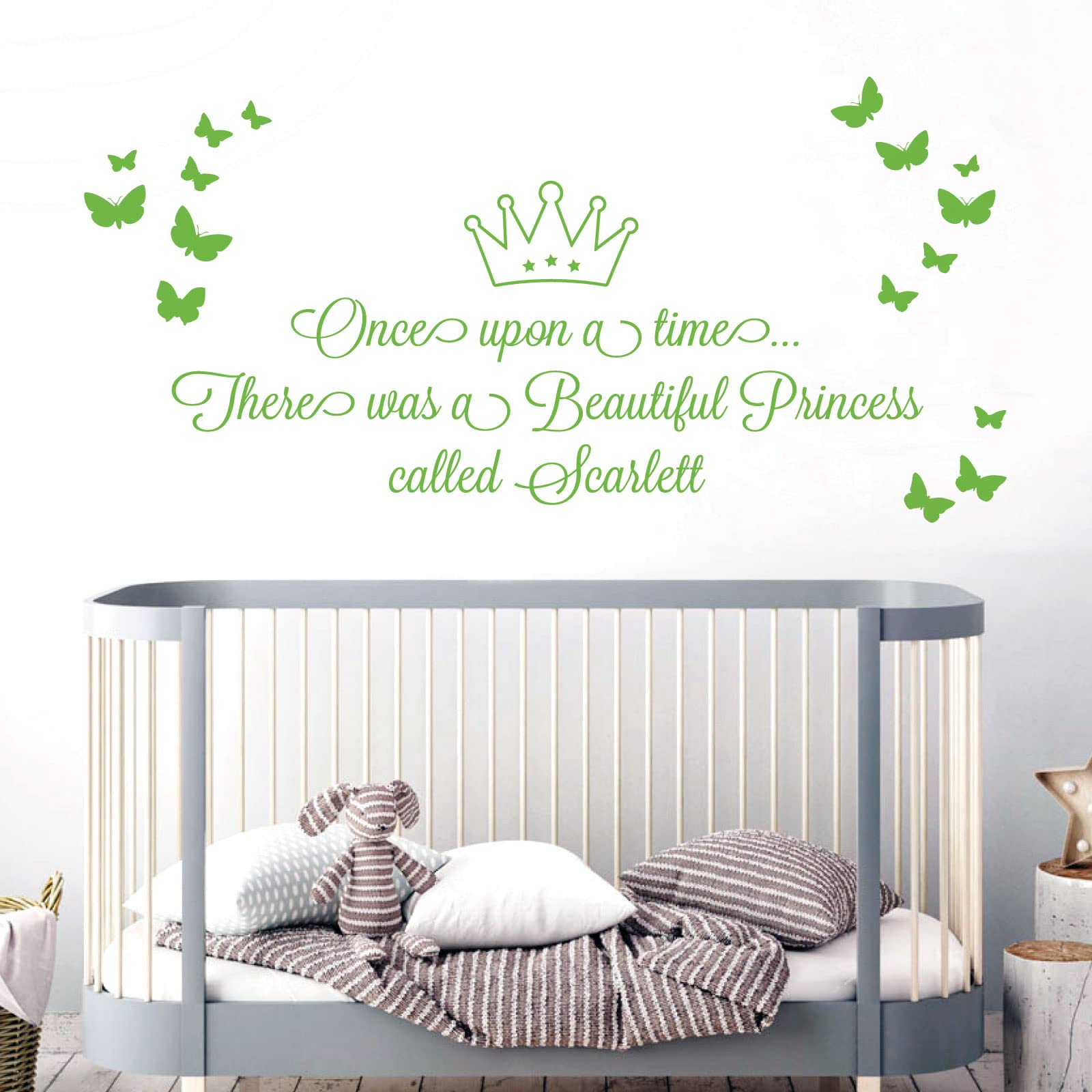 Once Upon a time, There was a Beautiful Princess - Girls Name Nurserty Wall Art Sticker [Medium] [Lime]